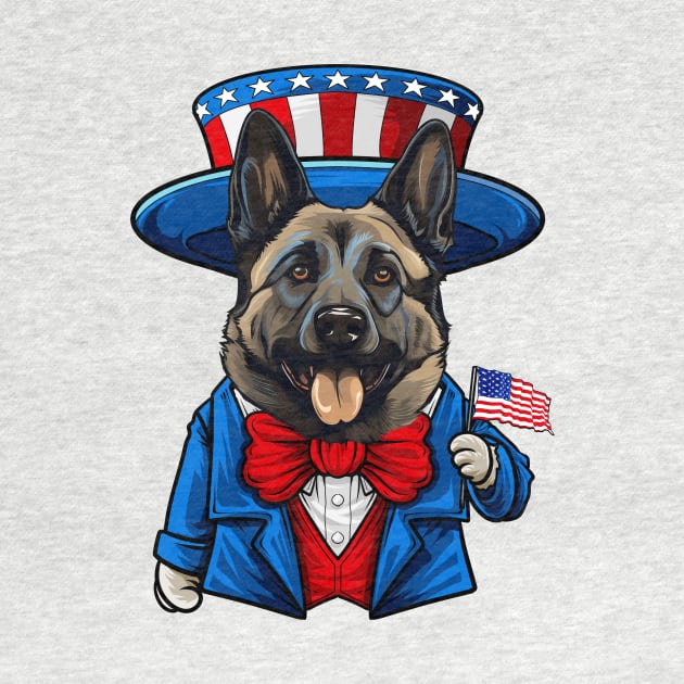 Funny 4th of July Norwegian Elkhound Dog by whyitsme